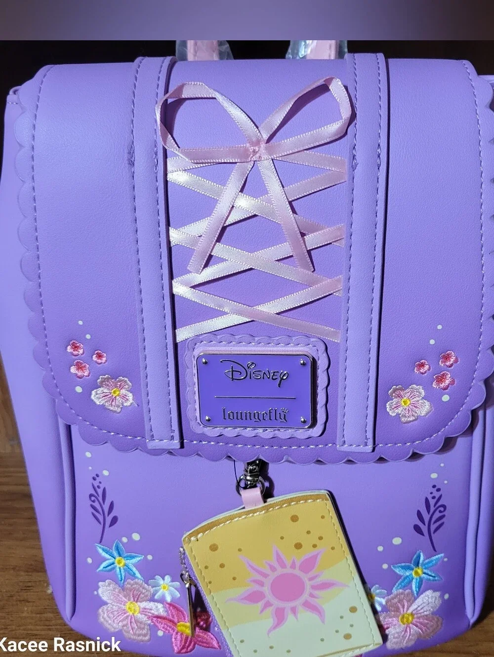 Loungefly Tangled Rapunzel Exclusive Floral Flap Mini Backpack with Coin Bag.